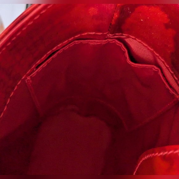 Escada Red / Snake Print Patent Leather Handbag - Picture 12 of 15